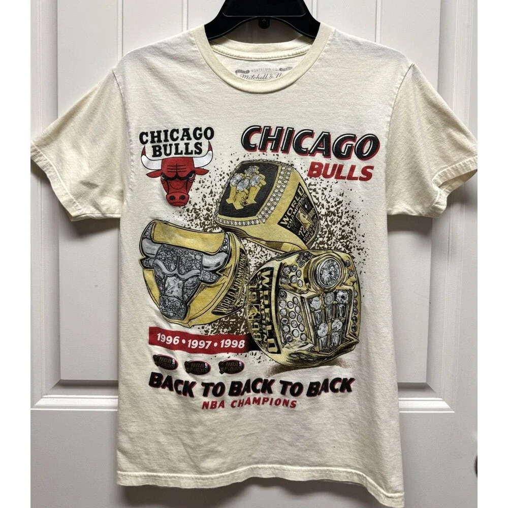 Mitchell & Ness Chicago Bulls NBA Champions Red Graphic TShirts Lot of 2 Small S
